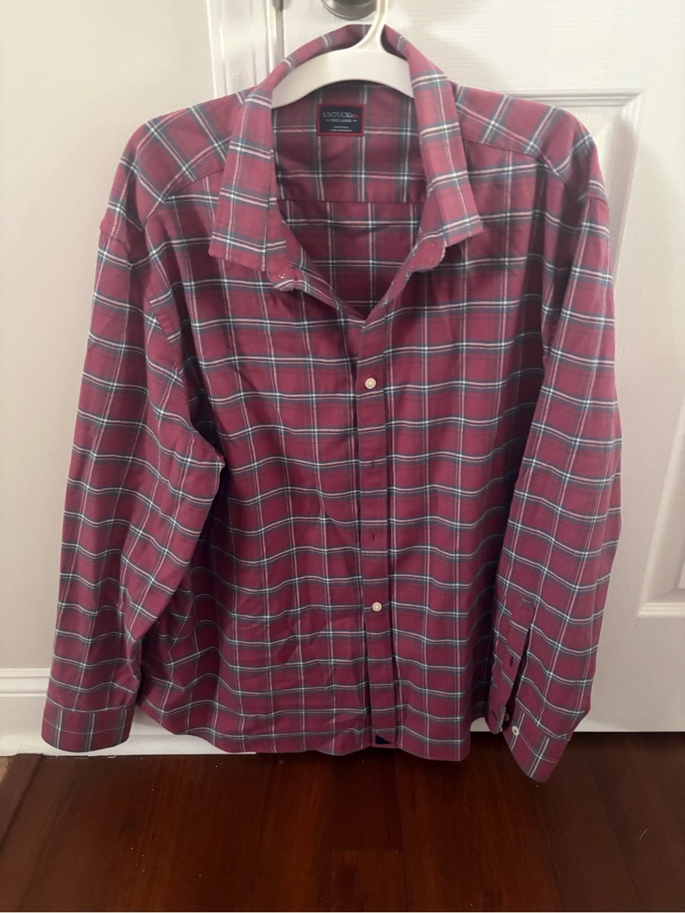 UNTUCKit Mens Button Down Shirt XXXL Pink Grey Plaid Flannel Long Sleeve